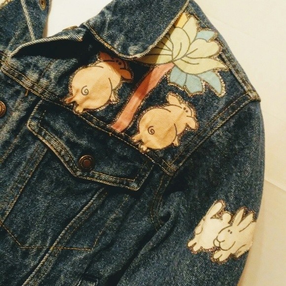 Vintage Tomorrow's Generation Kids Denim Animal Farm Patch Jacket Size 12 Unisex - Picture 7 of 8